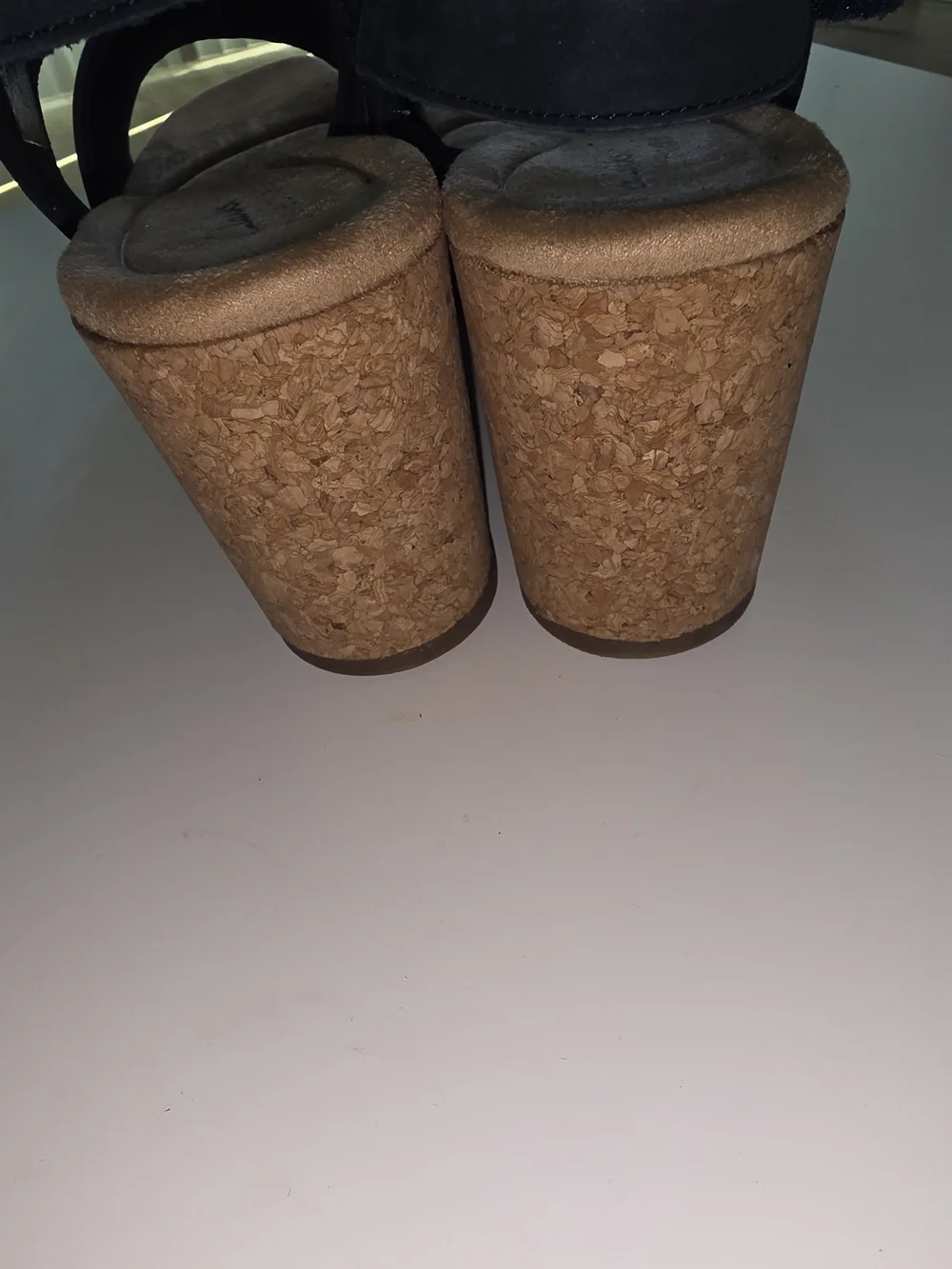 Clarks Navy Suede Wedge Sandals